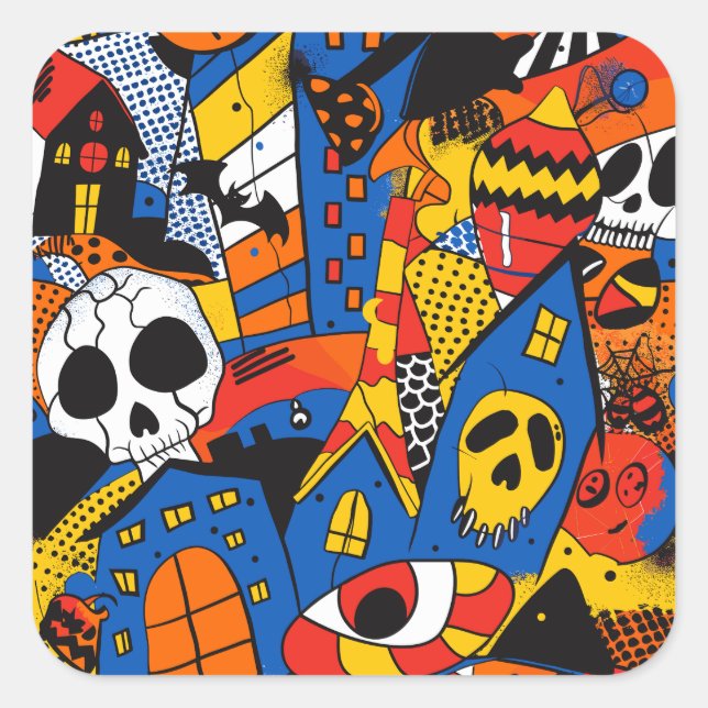 ExDesigner | Personalisierung | Halloween Quadratischer Aufkleber (Vorderseite)