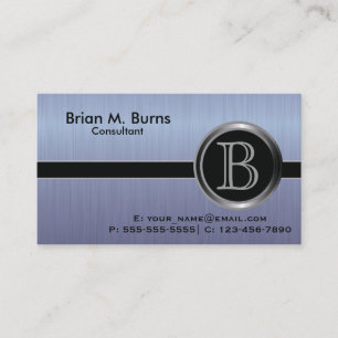 Executive Blue Bürstenstahl Monogramm Visitenkarte