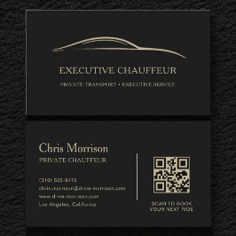 Executive-Chauffeur QR-Code Schwarz & Gold Visitenkarte