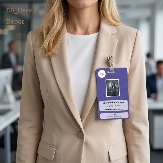Executive Indigo Violettes Leder Custom Logo Foto  Ausweis (Chic Indigo Leather Custom Logo Photo ID Vertical Badge
Size: 2.13” x 3.38”
)