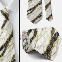 Executive Krawatte | Luxus-Marmor B&W + Gold