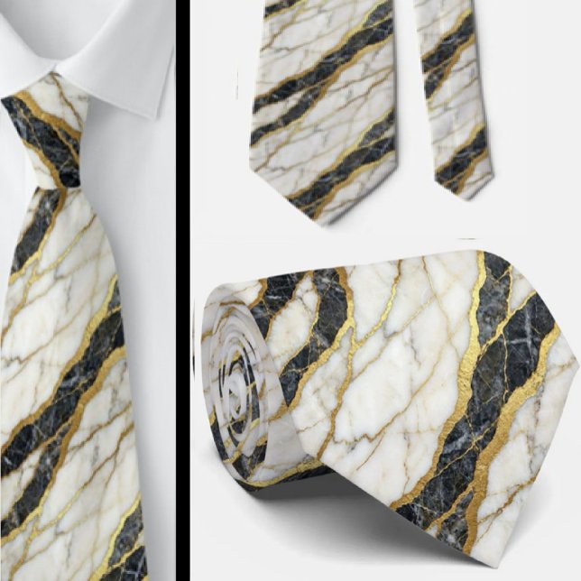 Executive Krawatte | Luxus-Marmor B&W + Gold (Von Creator hochgeladen)