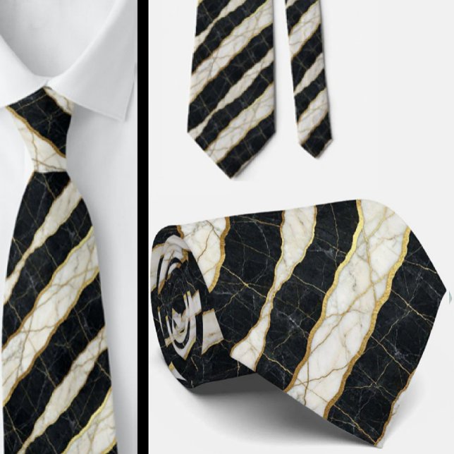 Executive Krawatte | Luxus-Marmor B&W + Gold (Von Creator hochgeladen)