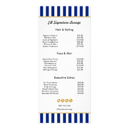 Executive Navy Blue Stripe Gold Service Price List Werbekarte