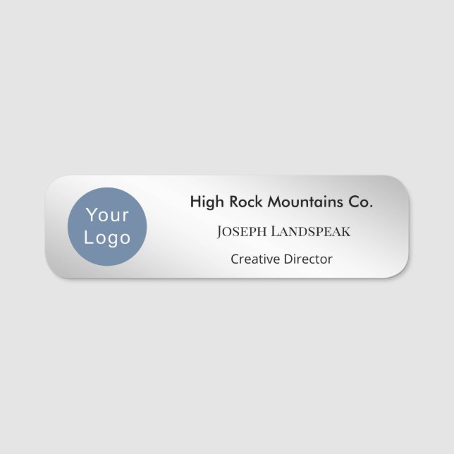 Executive Silver Metallic & Custom Logo  Namensschild (Vorderseite)