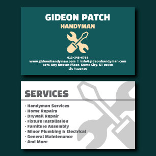 Executive Teal Handyman Services Visitenkarte