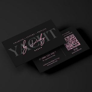 Executive Yacht Charter Minimal Pink Schwarz Visitenkarte