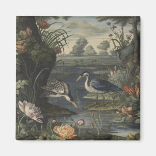 Exekutive Chinoiserie Blau Kran Antique Botanik Magnet