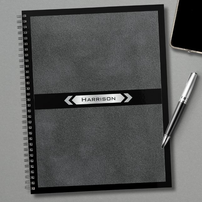 Exekutive Grau Schwarz Minimalistisch Name Profess Planer (The ultimate high-end accessory for the modern executive)