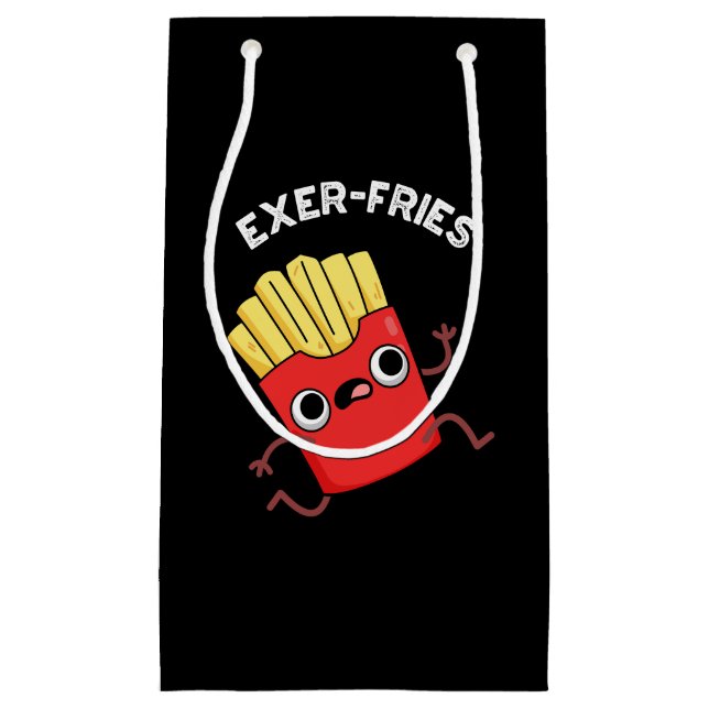 Exer fries Funny Fries Puns Dark BG Kleine Geschenktüte (Vorderseite)