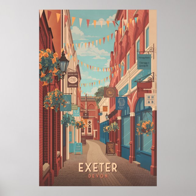 Exeter Devon Travel Poster (Vorne)