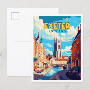 Exeter England Vintage-Reiseillustration Postkarte