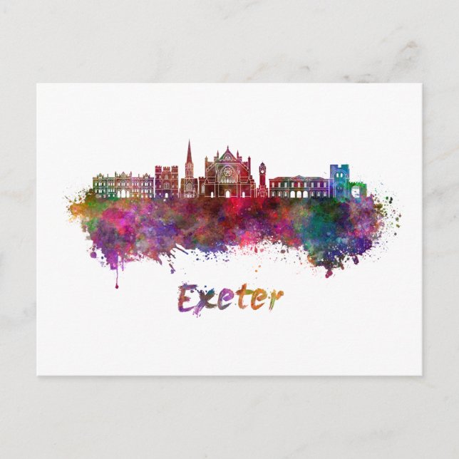 Exeter skyline im Watercolor Postkarte (Vorderseite)