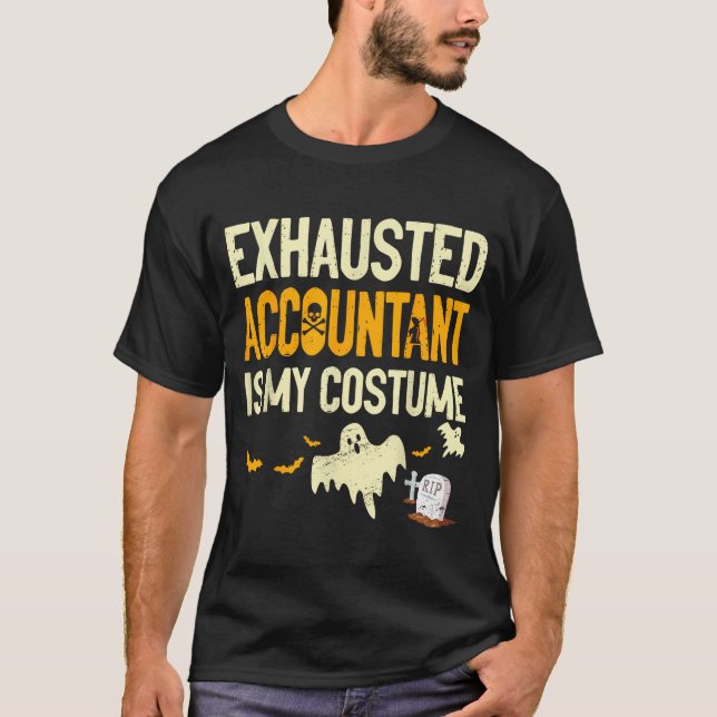Exhausted Accountant Cpa Halloween Funny Accountan T-Shirt (Vorderseite)