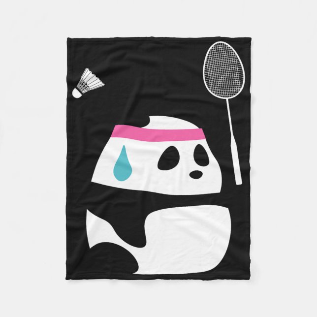 Exhausted Badminton Panda - Funny Niedlich Shuttle Fleecedecke (Vorderseite)