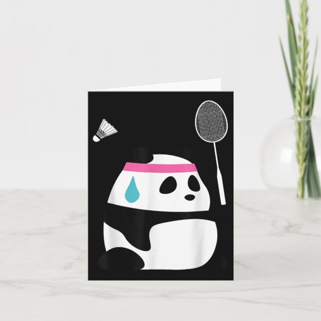 Exhausted Badminton Panda - Funny Niedlich Shuttle Karte (Vorderseite)