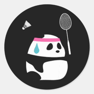 Exhausted Badminton Panda - Funny Niedlich Shuttle Runder Aufkleber