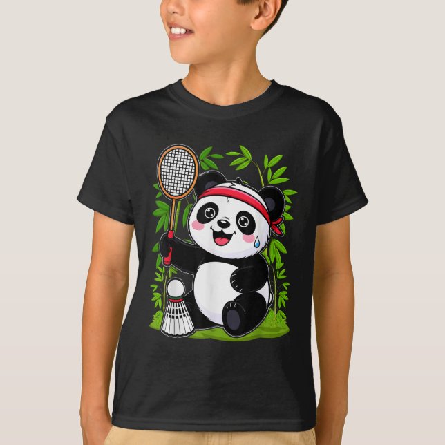 Exhausted Badminton Panda - Funny Niedlich Shuttle T-Shirt (Vorderseite)