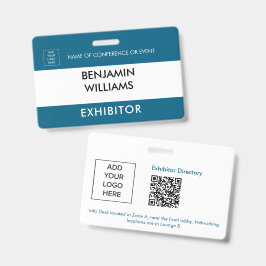 Exhibitor Name Badge QR Black White Custom Logo ID Ausweis