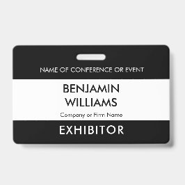 Exhibitor Name Badge QR Black White Logo ID Event Ausweis