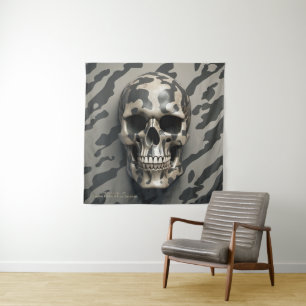 EXISTENTIAL LITE Memento Mori Camouflage Skull Wandteppich