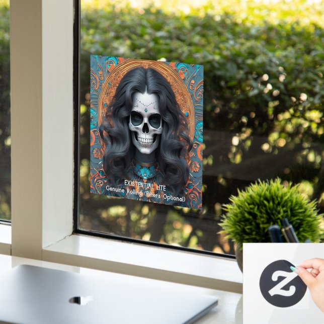 EXISTENTIAL LITE Memento Mori Femme Skull Fensteraufkleber (Büro)