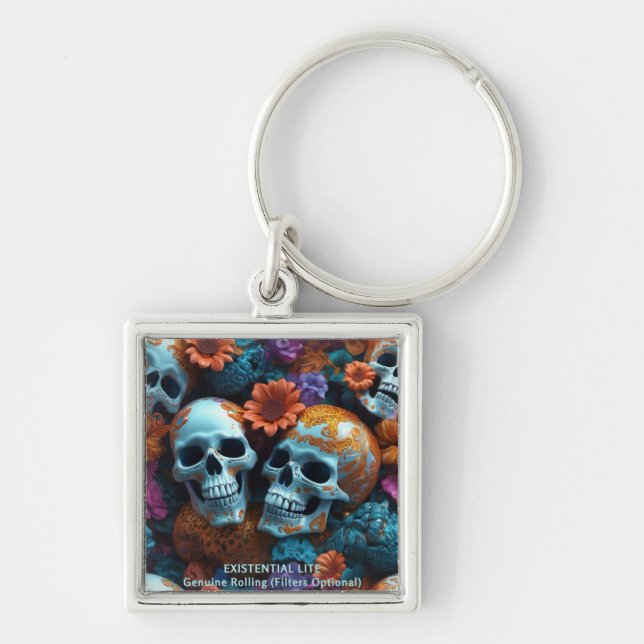 EXISTENTIAL LITE Memento Mori Lovers Skulls Schlüsselanhänger (Vorne)
