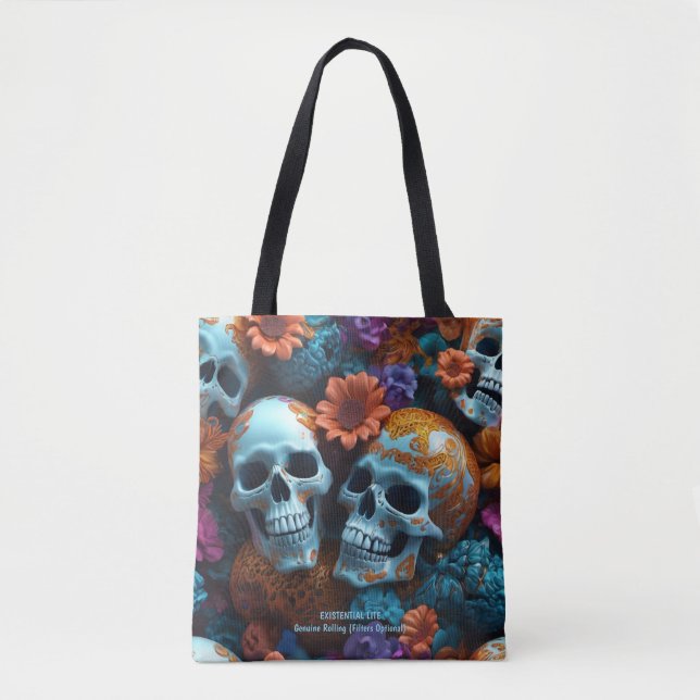 EXISTENTIAL LITE Memento Mori Lovers Skulls Tasche (Vorderseite)