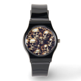 EXISTENZIAL LITE Gold Skulls Unisex Silicone Strap Armbanduhr