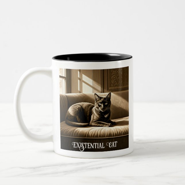 Existenzialkatze Zweifarbige Tasse (Links)