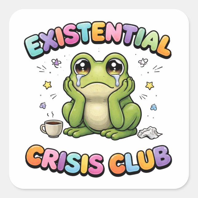 Existenzielle Krise Frosch Aufkleber (Vorderseite)