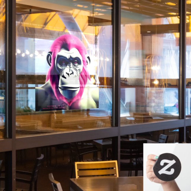 EXISTENZIELLE LITE Ape Transparente Fensterklammer Fensteraufkleber (Restaurantfenster)