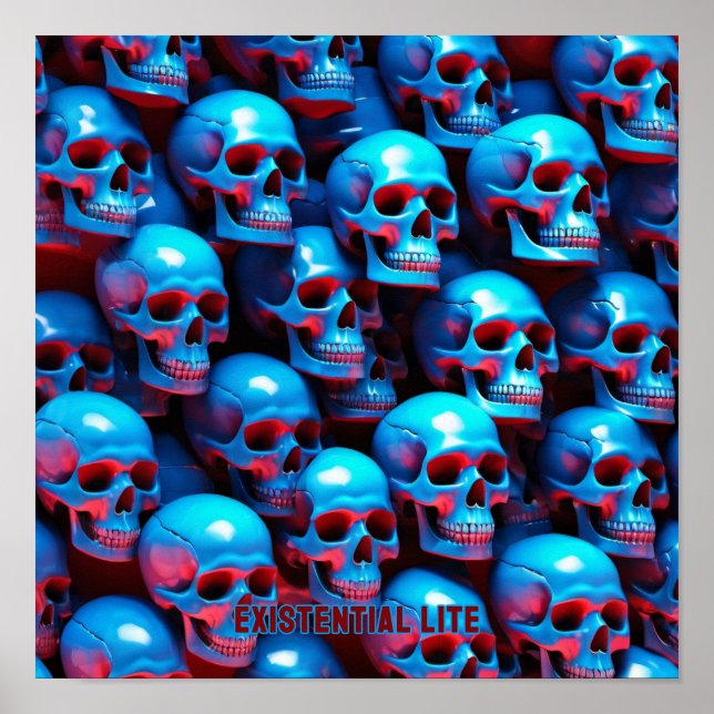 EXISTENZIELLE LITE Lit Skulls Akryline Printwerbun Poster (Vorne)