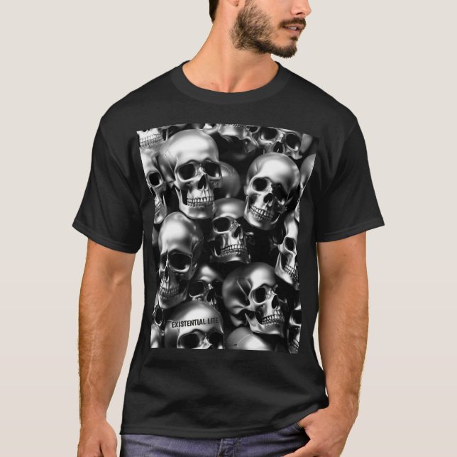 EXISTENZIELLE LITE Silberschädel T-Shirt (Vorderseite)