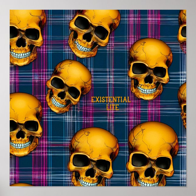 EXISTENZIELLE LITE-Skulpturen auf Tartan 1a Poster (Vorne)