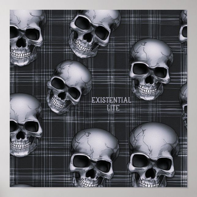EXISTENZIELLE LITE-Skulpturen auf Tartan 1b Poster (Vorne)