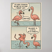 Existenzielles Flamingo-Comic - Balance ist ein My