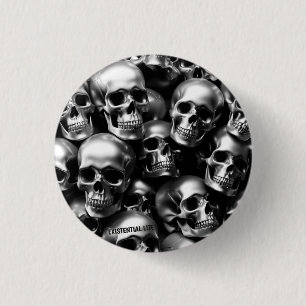 EXISTENZIELLES LITE Silver Skulls Button Button Ab
