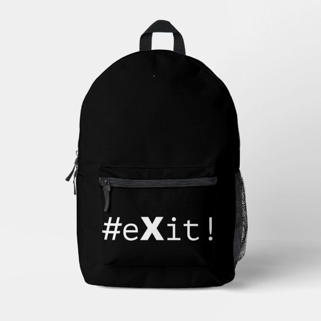 #eXit! Bedruckter Rucksack (Vorderseite)