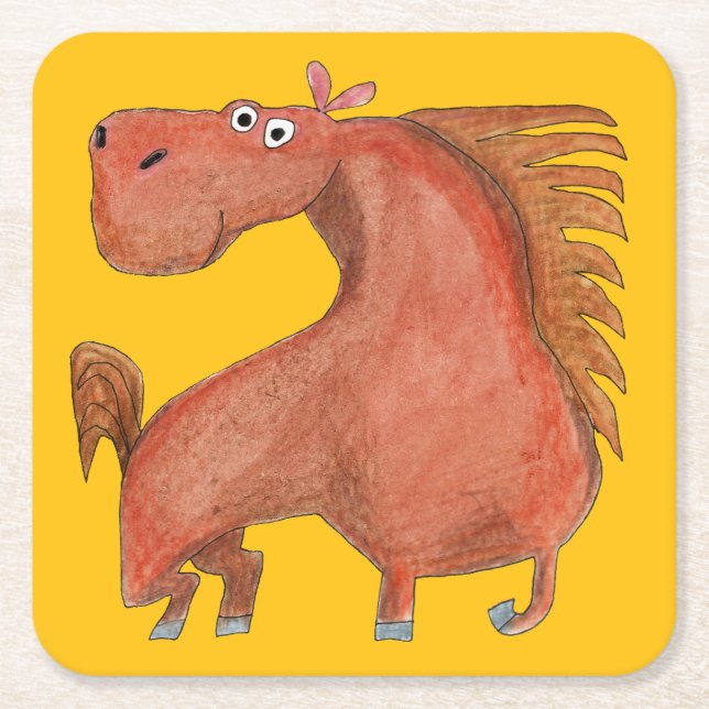 Exited Horse Rechteckiger Pappuntersetzer (Vorderseite)