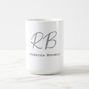Exklusive Einziges Weißgraues Monogramm Modernes Kaffeetasse