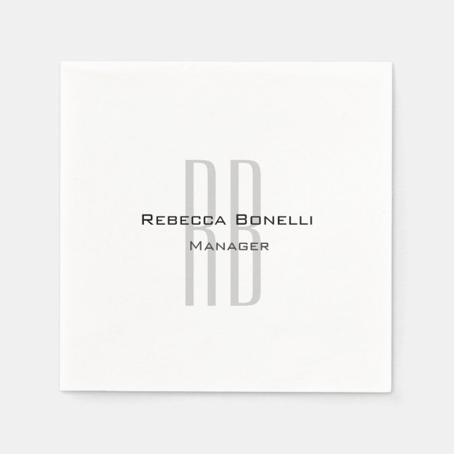 Exklusive Einziges Weißgraues Monogramm Modernes Serviette (Vorderseite)