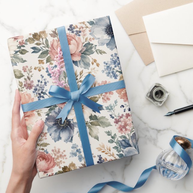 Exklusive handgemalte Aquarell-Cluster Geschenkpapier (Schenken)