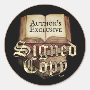 Exklusive signierte Kopie des Autors schwarz Runder Aufkleber