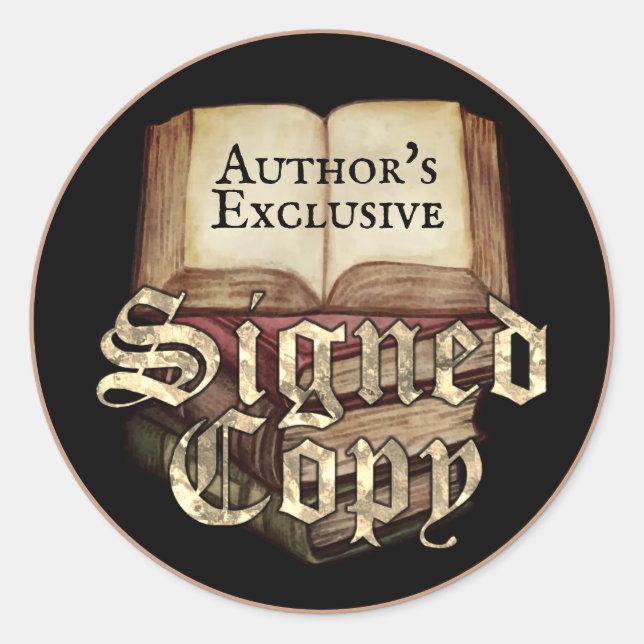 Exklusive signierte Kopie des Autors schwarz Runder Aufkleber (Vorderseite)