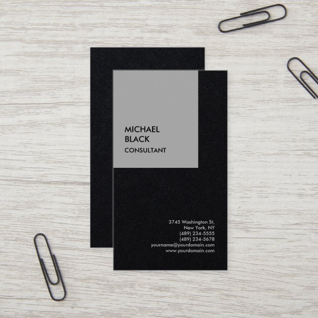 Exklusive Special Black Modern Minimalistisch Visitenkarte (Vorderseite/Rückseite Beispiel)