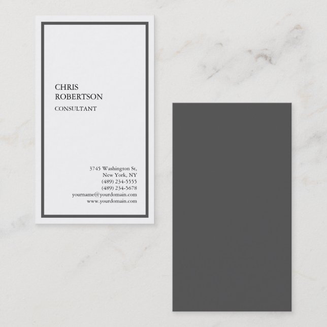 Exklusive Special Gray Border White Moderne einzig Visitenkarte (Vorne/Hinten)