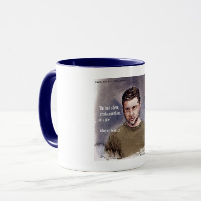 Exklusive Volodymir Zelensky & Quote Coffee Tasse (Vorderseite Links)