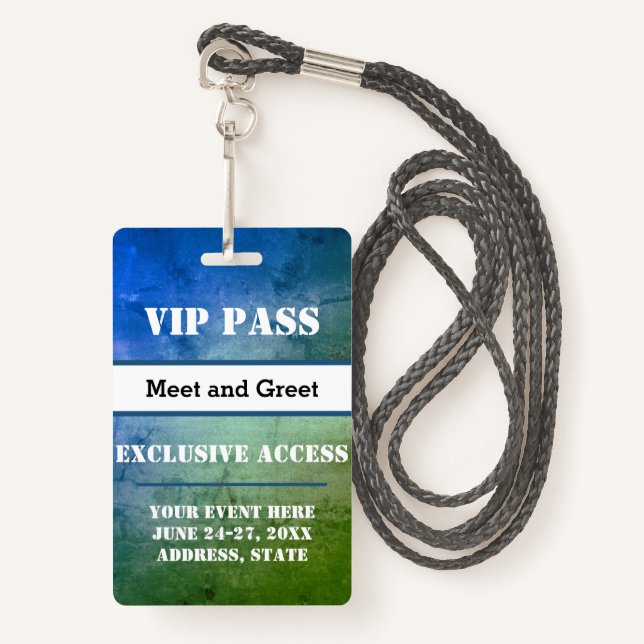 Exklusiver Zugriff für Event VIP Pass Ausweis (Vorderseite mit Schlüsselband)