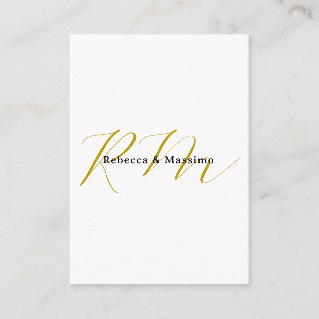 Exklusives einzigartiges Gold-Farben-Monogramm Mod Begleitkarte (Vorderseite)
